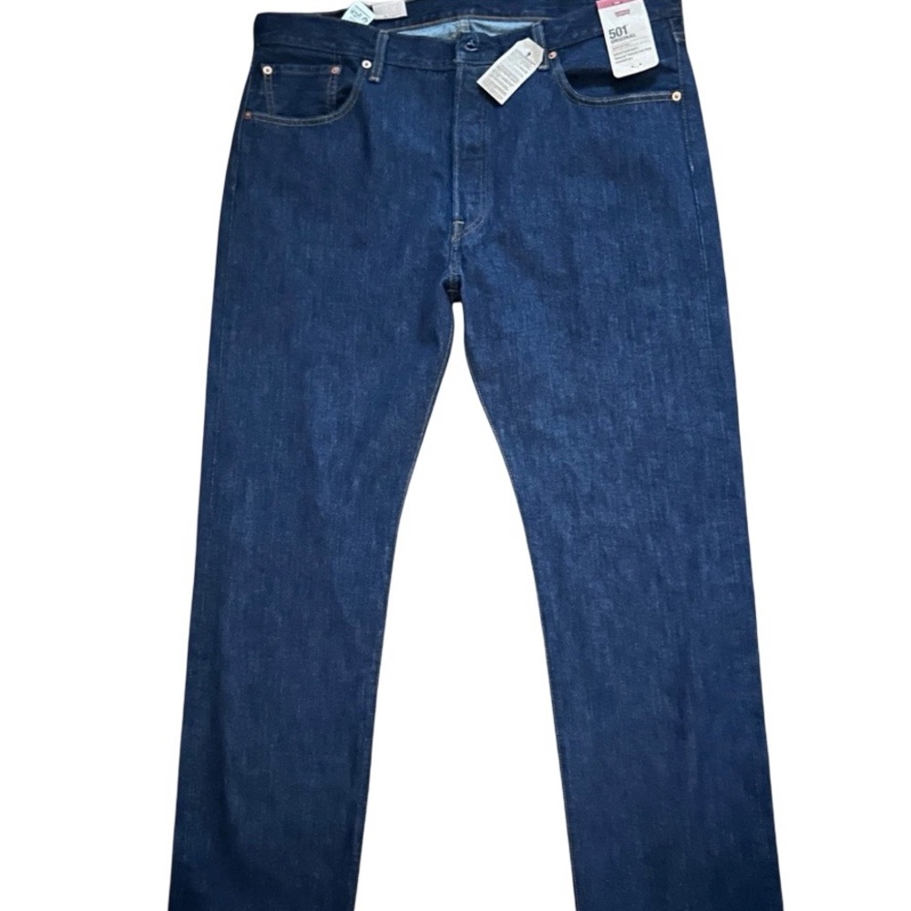 NWT Levi’s 501 Jeans Original 38x32 Dark Rigid Button Fly Easy Belt Loop Fix